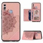 For Huawei Honor 10  Lite Mandala Embossed Magnetic Cloth PU+TPU+PC Case with Holder & Card Slots & Wallet & Photo Frame(Rose Gold)