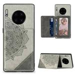 For Huawei Mate 30 Pro Mandala Embossed Magnetic Cloth PU+TPU+PC Case with Holder & Card Slots & Wallet & Photo Frame(Grey)