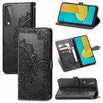 For LG Stylo 7 Mandala Flower Embossed Horizontal Flip Leather Case with Bracket / Card Slot / Wallet / Lanyard(Black)