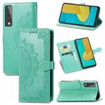 For LG Stylo 7 Mandala Flower Embossed Horizontal Flip Leather Case with Bracket / Card Slot / Wallet / Lanyard(Green)