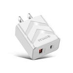 LZ-715 20W PD + QC 3.0 Dual Ports Fast Charging Travel Charger, US Plug(White)