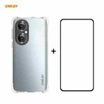 For Huawei P50 Hat-Prince ENKAY Clear TPU Shockproof Case Soft Anti-slip Cover + 0.26mm 9H 2.5D Full Glue Full Coverage Tempered Glass Protector Film