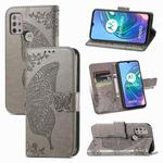 For Motorola Moto G30 / G10 Butterfly Love Flower Embossed Horizontal Flip Leather Case with Bracket & Card Slot & Wallet & Lanyard(Gray)