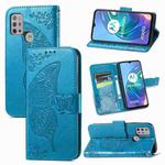 For Motorola Moto G30 / G10 Butterfly Love Flower Embossed Horizontal Flip Leather Case with Bracket & Card Slot & Wallet & Lanyard(Blue)