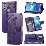 For Motorola Moto G30 / G10 Butterfly Love Flower Embossed Horizontal Flip Leather Case with Bracket & Card Slot & Wallet & Lanyard(Dark Purple)