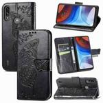 For Motorola Moto E7 Power Butterfly Love Flower Embossed Horizontal Flip Leather Case with Bracket & Card Slot & Wallet & Lanyard(Black)