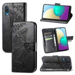 For Samsung Galaxy A02 Butterfly Love Flower Embossed Horizontal Flip Leather Case with Bracket & Card Slot & Wallet & Lanyard(Black)