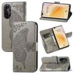 For Huawei Nova 8 Pro Butterfly Love Flower Embossed Horizontal Flip Leather Case with Bracket & Card Slot & Wallet & Lanyard(Gray)