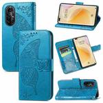 For Huawei Nova 8 Pro Butterfly Love Flower Embossed Horizontal Flip Leather Case with Bracket & Card Slot & Wallet & Lanyard(Blue)