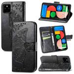 For Google Pixel 5A Butterfly Love Flower Embossed Horizontal Flip Leather Case with Bracket & Card Slot & Wallet & Lanyard(Black)