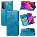 For OPPO A93 Butterfly Love Flower Embossed Horizontal Flip Leather Case with Bracket & Card Slot & Wallet & Lanyard(Blue)