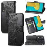 For LG Stylo 7 Butterfly Love Flower Embossed Horizontal Flip Leather Case with Bracket & Card Slot & Wallet & Lanyard(Black)