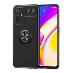 For OPPO F19 Pro Plus Metal Ring Holder 360 Degree Rotating TPU Case(Black+Black)