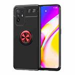 For OPPO F19 Pro Plus Metal Ring Holder 360 Degree Rotating TPU Case(Black+Red)