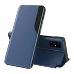 For Samsung Galaxy A32 4G Side Display  Shockproof Horizontal Flip Leather Case with Holder(Blue)