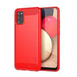 For Samsung Galaxy A02s/M02s/F02s(US Version) MOFI Gentleness Series Brushed Texture Carbon Fiber Soft TPU Case(Red)