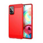 For Samsung Galaxy A72 5G/4G MOFI Gentleness Series Brushed Texture Carbon Fiber Soft TPU Case(Red)