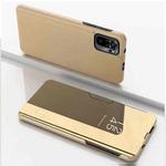 For Xiaomi Redmi Note 10 Pro Plated Mirror Horizontal Flip Leather Case with Holder(Gold)