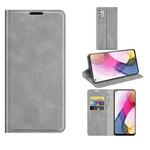 For Motorola Moto G Stylus 2021 Retro-skin Business Magnetic Suction Leather Case with Holder & Card Slots & Wallet(Grey)