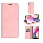 For Motorola Moto G Stylus 2021 Retro-skin Business Magnetic Suction Leather Case with Holder & Card Slots & Wallet(Pink)