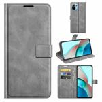 For Xiaomi Mi 11 Lite 4G / 5G Retro Calf Pattern Buckle Horizontal Flip Leather Case with Holder & Card Slots & Wallet(Grey)