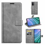 For OPPO A54 5G Retro Calf Pattern Buckle Horizontal Flip Leather Case with Holder & Card Slots & Wallet(Grey)