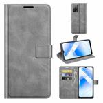 For OPPO A55 5G Retro Calf Pattern Buckle Horizontal Flip Leather Case with Holder & Card Slots & Wallet(Grey)