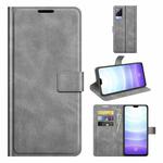 For vivo S9 Retro Calf Pattern Buckle Horizontal Flip Leather Case with Holder & Card Slots & Wallet(Grey)