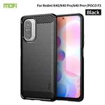 For Xiaomi Redmi K40 / K40 Pro / K40 Pro+ / Poco F3 MOFI Gentleness Series Brushed Texture Carbon Fiber Soft TPU Case(Black)