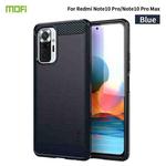 For Xiaomi Redmi Note 10 Pro / Note 10 Pro Max MOFI Gentleness Series Brushed Texture Carbon Fiber Soft TPU Case(Blue)