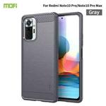 For Xiaomi Redmi Note 10 Pro / Note 10 Pro Max MOFI Gentleness Series Brushed Texture Carbon Fiber Soft TPU Case(Grey)