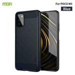 For Xiaomi Poco M3 / Redmi 9T MOFI Gentleness Series Brushed Texture Carbon Fiber Soft TPU Case(Blue)