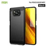 For Xiaomi POCO X3 / X3 NFC MOFI Gentleness Series Brushed Texture Carbon Fiber Soft TPU Case(Black)