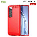 For Xiaomi Mi 10S MOFI Gentleness Series Brushed Texture Carbon Fiber Soft TPU Case(Red)