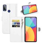 For Alcatel 1L 2021 Litchi Texture Horizontal Flip Protective Case with Holder & Card Slots & Wallet(White)