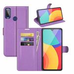 For Alcatel 1L 2021 Litchi Texture Horizontal Flip Protective Case with Holder & Card Slots & Wallet(Purple)