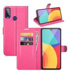 For Alcatel 1L 2021 Litchi Texture Horizontal Flip Protective Case with Holder & Card Slots & Wallet(Rose red)