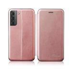 For Samsung Galaxy S21 5G Retro Texture Magnetic Leather Case (Rose Gold)