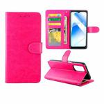 For OPPO A55 5G Crazy Horse Texture Leather Horizontal Flip Protective Case with Holder & Card Slots & Wallet & Photo Frame(Rose Red)