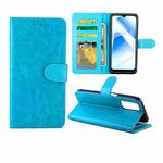 For OPPO A55 5G Crazy Horse Texture Leather Horizontal Flip Protective Case with Holder & Card Slots & Wallet & Photo Frame(Baby Blue)