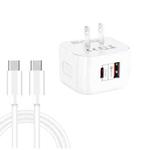 YSY-6087PD 20W PD3.0 + QC3.0 Dual Fast Charge Travel Charger with Type-C to Type-C Data Cable US Plug