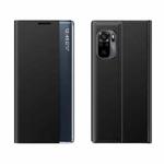 For Xiaomi Redmi  Note 10 Pro 4G Official Global Verison Side Display Magnetic Horizontal Flip Plain Texture Cloth + PC Case with Holder Function(Black)