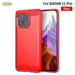 For Xiaomi Mi 11 Pro MOFI Gentleness Series Brushed Texture Carbon Fiber Soft TPU Case(Red)