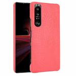 For Sony Xperia 1 III Shockproof Crocodile Texture PC + PU Case(Red)