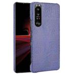 For Sony Xperia 1 III Shockproof Crocodile Texture PC + PU Case(Blue)