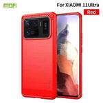 For Xiaomi Mi 11 Ultra MOFI Gentleness Series Brushed Texture Carbon Fiber Soft TPU Case(Red)