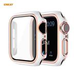 ENKAY Hat-Prince Full Coverage Electroplated PC Case + Tempered Glass Protector for Apple Watch Series 6 / 5 / 4 / SE 40mm(White+Champagne)