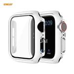 ENKAY Hat-Prince Full Coverage Electroplated PC Case + Tempered Glass Protector for Apple Watch Series 6 / 5 / 4 / SE 40mm(White+Silver)