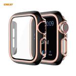 ENKAY Hat-Prince Full Coverage Electroplated PC Case + Tempered Glass Protector for Apple Watch Series 6 / 5 / 4 / SE 44mm(Black+Champagne)