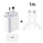 20W PD 3.0 Travel Fast Charger Power Adapter with USB-C / Type-C to 8 Pin Fast Charge Data Cable, AU Plug(1m)